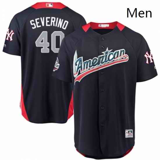 Mens Majestic New York Yankees 40 Luis Severino Game Navy Blue American League 2018 MLB All Star MLB Jersey